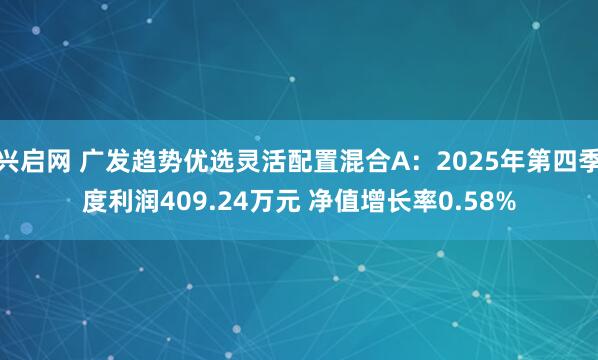 兴启网 广发趋势优选灵活配置混合A：2025年第四季度利润409.24万元 净值增长率0.58%